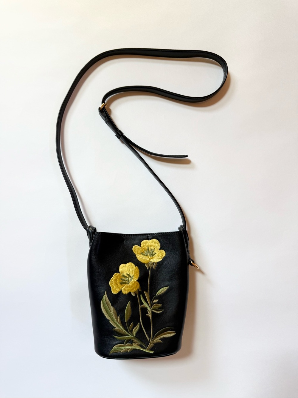 Stella McCartney Black Floral Embroidered Bag